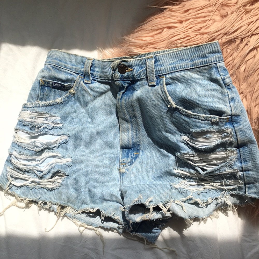 Lee High-waisted Distressed Denim Shorts